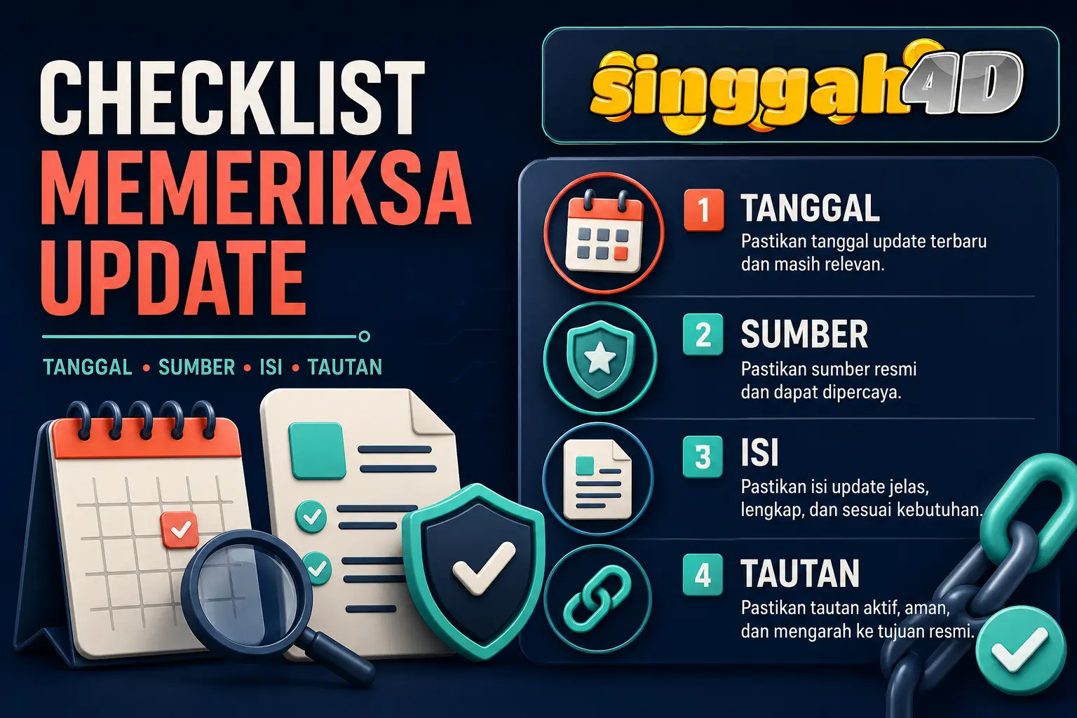 Checklist memeriksa tanggal sumber isi dan tautan update SINGGAH4D terbaru